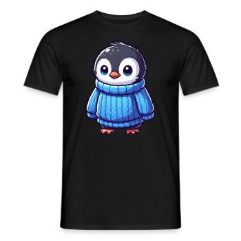 Cute Penguin Cartoon Clothes Humorous - Men's T-Shirt - black - Front - AI Model Male 178 light (178cm)