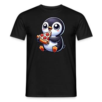 Süßer Pinguin Pizza Pizza Cartoon Zeichnung - Männer T-Shirt - Schwarz - Vorne - AI Model Male 178 light (178cm)