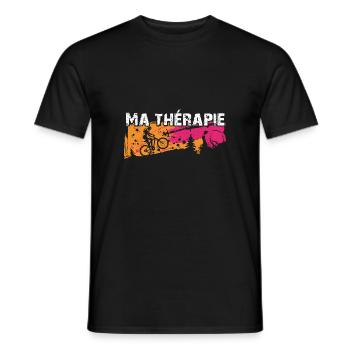 Le vélo est ma thérapie. Graphisme de cyclist - T-shirt homme - noir - Devant - AI Model Male 178 light (178cm)