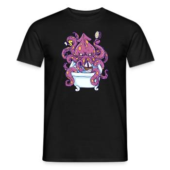 Monster Octopus - Captain of the bathtub - Gift - Men's T-Shirt - black - Front - AI Model Male 178 light (178cm)