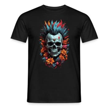 Blumen-Punk-Schädel - Männer T-Shirt - Schwarz - Vorne - AI Model Male 178 light (178cm)