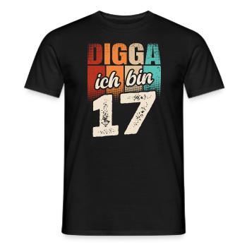 Digga Ich Bin 17 Jahre 17. Geburtstag - Männer T-Shirt - Schwarz - Vorne - AI Model Male 178 light (178cm)
