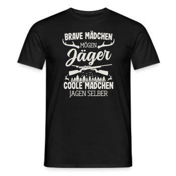 Jäger Mädchen Jagen Selber Hirsch Jagd Jägerin - Männer T-Shirt - Schwarz - Vorne - AI Model Male 178 light (178cm)