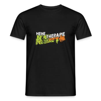Fahrrad Biken ist meine Therapie - Männer T-Shirt - Schwarz - Vorne - AI Model Male 178 light (178cm)