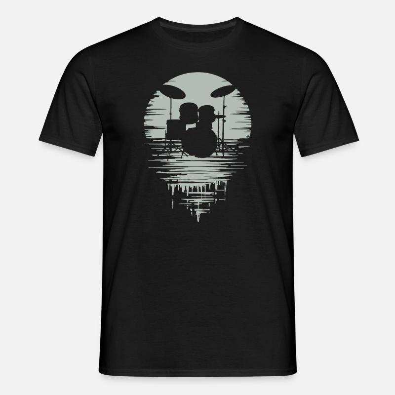 Drumset Silhouette Drums with Reflection - Men's T-Shirt - black