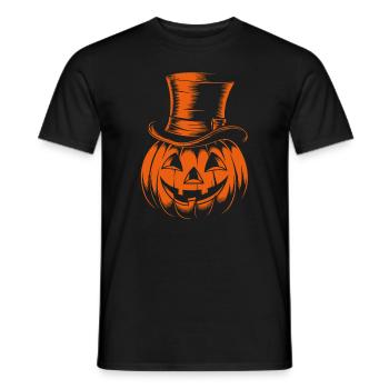Halloweenkürbis mit Zylinder Strichzeichnung - Männer T-Shirt - Schwarz - Vorne - AI Model Male 178 light (178cm)