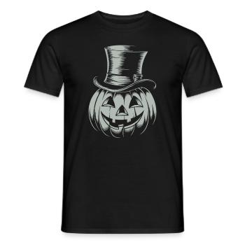 Citrouille d’Halloween avec dessin au trait de chapeau haut de forme - T-shirt homme - noir - Devant - AI Model Male 178 light (178cm)