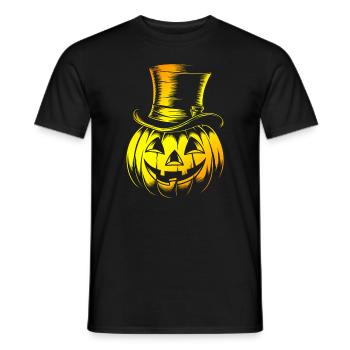 Citrouille d’Halloween avec dessin au trait de chapeau haut de forme - T-shirt homme - noir - Devant - AI Model Male 178 light (178cm)