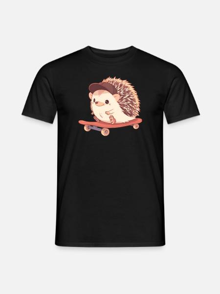Süßer Igel skatet - Männer T-Shirt - Schwarz