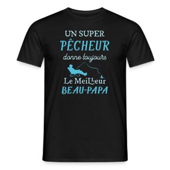 Super Beau-Papa Pêcheur Cadeau Fete Des Peres - T-shirt homme - noir - Devant - AI Model Male 178 light (178cm)