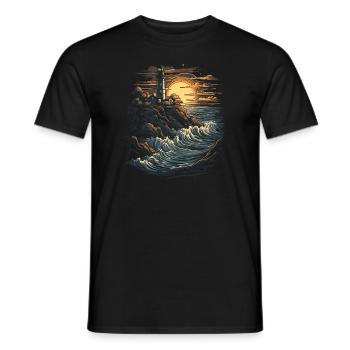 Lighthouse Coast Sea Sea Ocean Baltic Sea North Sea - Men's T-Shirt - black - Front - AI Model Male 178 light (178cm)