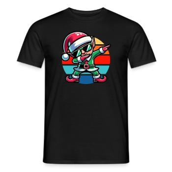 Dabbing Weihnachtself Vintage Sunset - Männer T-Shirt - Schwarz - Vorne - AI Model Male 178 light (178cm)