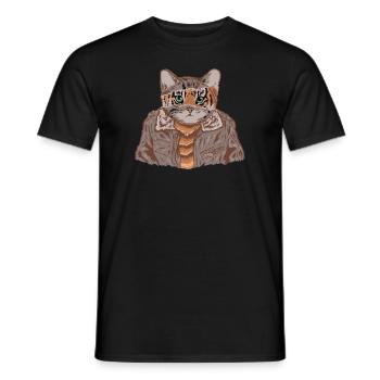 Visage de chat sur les humains - T-shirt homme - noir - Devant - AI Model Male 178 light (178cm)