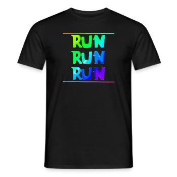 Exécuter run run run | | sportive | en cours d’exécution Aptitude - T-shirt homme - noir - Devant - AI Model Male 178 light (178cm)