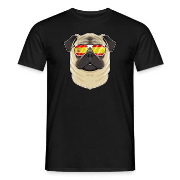 Pug I Spain Sunglasses I Spanish Flag - Männer T-Shirt - Schwarz - Vorne - AI Model Male 178 light (178cm)