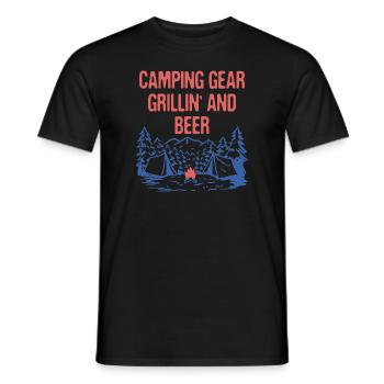 Camping Grillin' and Beer Camper Party Camp - Men's T-Shirt - black - Front - AI Model Male 178 light (178cm)