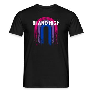 Bi And High Bisexual Sayings Bi Pride Quotes LGBTQ - Men's T-Shirt - black - Front - AI Model Male 178 light (178cm)