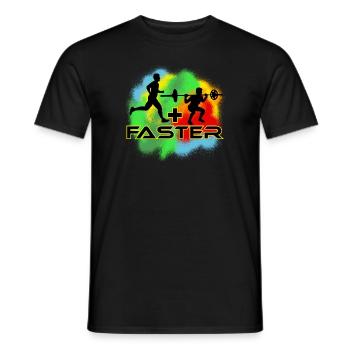 Läufer, Laufen + Kniebeuge = Schneller, Farbig - Männer T-Shirt - Schwarz - Vorne - AI Model Male 178 light (178cm)