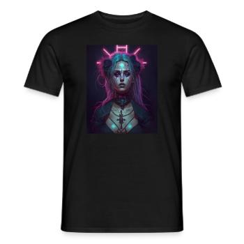 Portrait d’une merveilleuse fille effrayante - Cyber Emo - T-shirt homme - noir - Devant - AI Model Male 178 light (178cm)