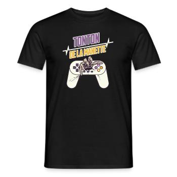Tonton de la manette gamer idée cadeau humour - T-shirt homme - noir - Devant - AI Model Male 178 light (178cm)