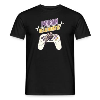 Parrain de la manette t-shirt idée cadeau gamer - T-shirt homme - noir - Devant - AI Model Male 178 light (178cm)