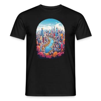 Paysage urbain - T-shirt homme - noir - Devant - AI Model Male 178 light (178cm)