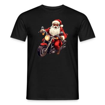 Santa Claus auf Motorrad - Männer T-Shirt - Schwarz - Vorne - AI Model Male 178 light (178cm)
