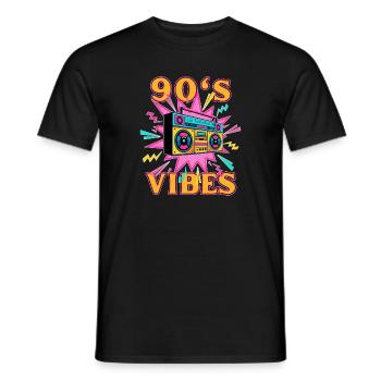 90s Vibes Retro Music Tape - Männer T-Shirt - Schwarz - Vorne - AI Model Male 178 light (178cm)
