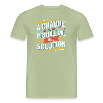 À chaque problème sa solution - T-shirt homme - vert sauge - Devant - AI Model Male 178 light (178cm)
