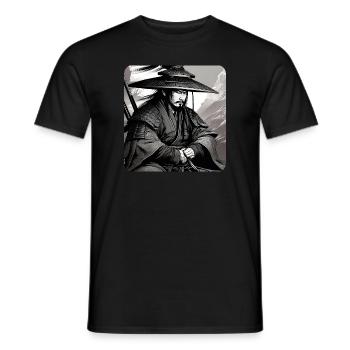 Lone Samurai Warrior Black White Asia Kendo - Men's T-Shirt - black - Front - AI Model Male 178 light (178cm)