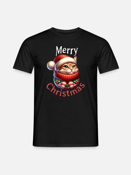 Jul Kat Glædelig jul - Mænd T-shirt - sort