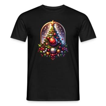 Poinsettia arbre de Noël ciel étoilé - T-shirt homme - noir - Devant - AI Model Male 178 light (178cm)