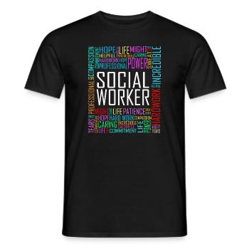 Love Social Worker Hero – Charitable Social Work - Men's T-Shirt - black - Front - AI Model Male 178 light (178cm)
