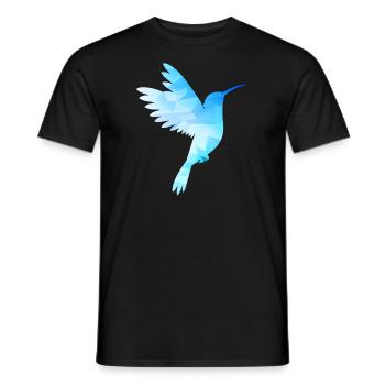 Kolibri weiß blau Vogel low poly fliegt exotisch - Männer T-Shirt - Schwarz - Vorne - AI Model Male 178 light (178cm)