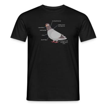 Pigeons are liars | Spy, funny sayings - Men's T-Shirt - black - Front - AI Model Male 178 light (178cm)