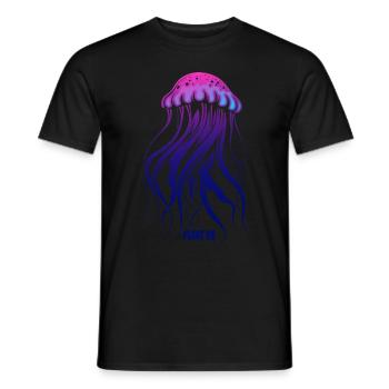 Float on, Qualle mit Tentakeln, Meeresbewohner - Männer T-Shirt - Schwarz - Vorne - AI Model Male 178 light (178cm)