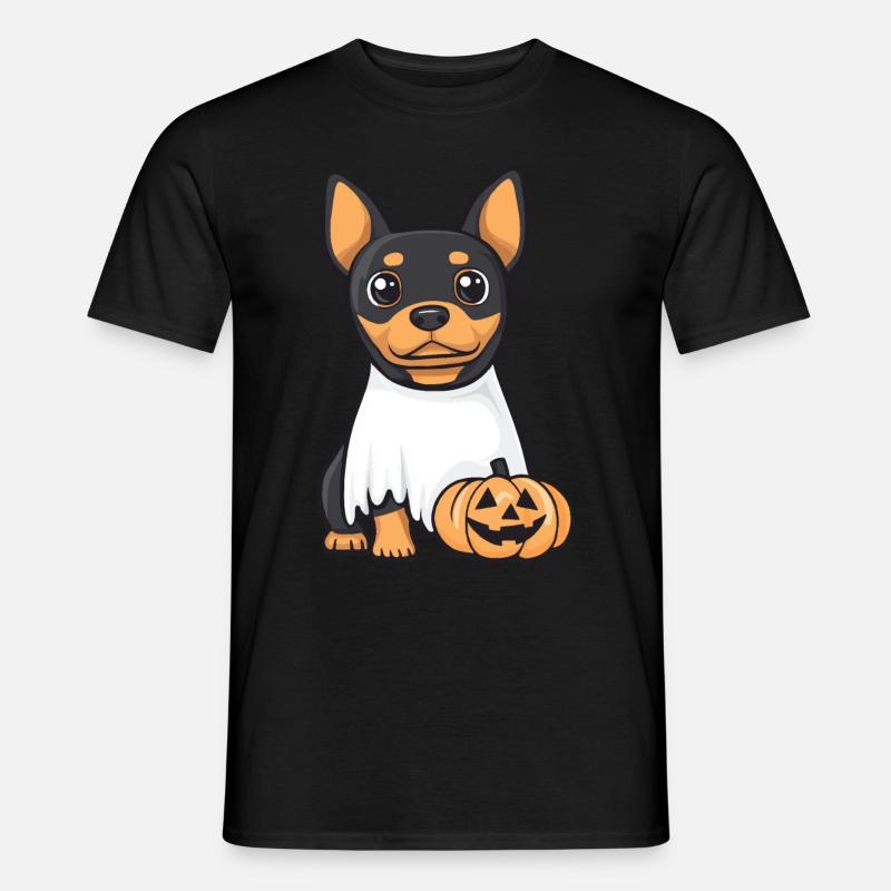 Dobermann Hund Halloween Comic Geist - Männer T-Shirt - Schwarz
