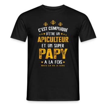 Papy apiculteur cadeau drôle humour apiculture - T-shirt homme - noir - Devant - AI Model Male 178 light (178cm)