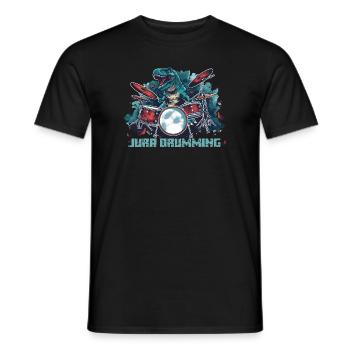 Dino Drummer Trex T-Rex Drummer Drummer Music - Men's T-Shirt - black - Front - AI Model Male 178 light (178cm)