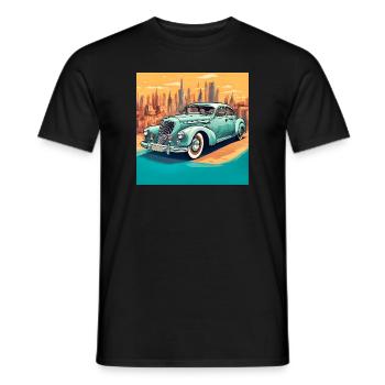 Vintage shabby chic convertible car - Men's T-Shirt - black - Front - AI Model Male 178 light (178cm)