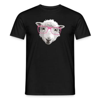 Hipster Schaf mit Rosa Brille - Männer T-Shirt - Schwarz - Vorne - AI Model Male 178 light (178cm)