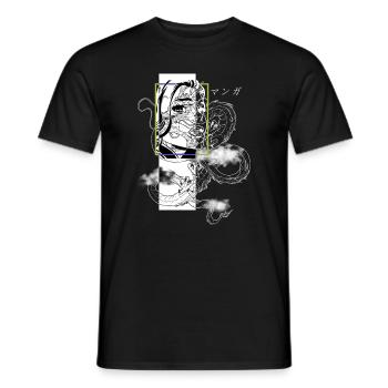 Otaku Japan E-Girl Streetwear Dragon Anime Kunst - Männer T-Shirt - Schwarz - Vorne - AI Model Male 178 light (178cm)