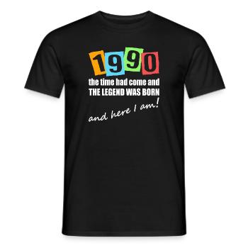 Legend born in 1990. Birthday motif - Men's T-Shirt - black - Front - AI Model Male 178 light (178cm)
