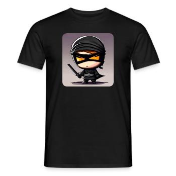 Cute little ninja with katana sword - Men's T-Shirt - black - Front - AI Model Male 178 light (178cm)