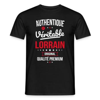 Authentique et véritable Lorrain - Original - T-shirt homme - noir - Devant - AI Model Male 178 light (178cm)