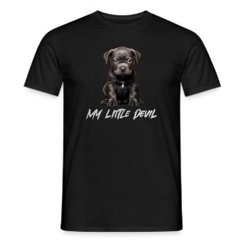 Blue Line Chien Pitbull Bébé Mon Petit Diable - T-shirt homme - noir - Devant - AI Model Male 178 light (178cm)