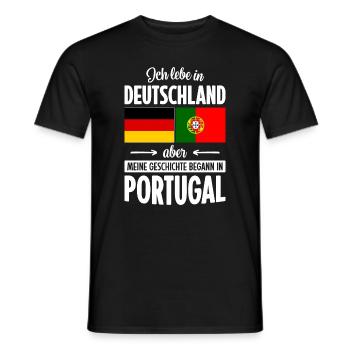 MEINE GESCHICHTE BEGANN IN PORTUGAL - Männer T-Shirt - Schwarz - Vorne - AI Model Male 178 light (178cm)