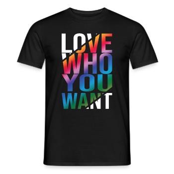 Love Who You Want Gay Pride LGBTQ Regenbogen CSD - Männer T-Shirt - Schwarz - Vorne - AI Model Male 178 light (178cm)
