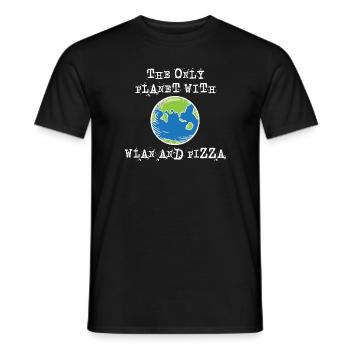The only planet with Wi-Fi and pizza - Men's T-Shirt - black - Front - AI Model Male 178 light (178cm)