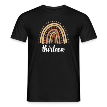 Orange Rainbow Thirteen Years 13th Birthday - Men's T-Shirt - black - Front - AI Model Male 178 light (178cm)